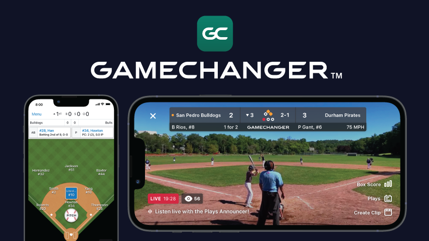 Gamechanger logo with a psudo live game